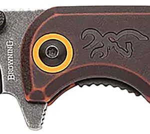 Browning 003220581 Buckmark  EDC Slim 3.13" Folding Drop Point Plain Black Stonewashed D2 Steel Blade, Bronze Stonewashed Polymer Handle