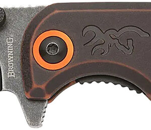 Browning 3220581B Buckmark  EDC Slim 3.13" Folding Drop Point Plain Black Stonewashed D2 Steel Blade, Bronze Stonewashed Polymer Handle, Box Packaging