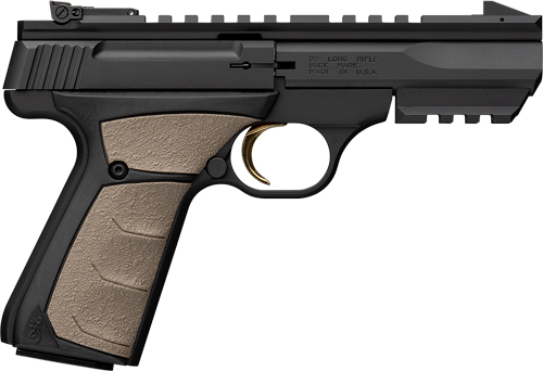 BROWNING BUCK MARK BLACK LABEL - 22LR 4" BLACK/FDE W/PIC RAIL — view 1