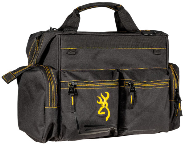 Browning 121095899 Black & Gold Shooter's Bag Black w/Buck Mark Logo Ripstop Polyester — view 1