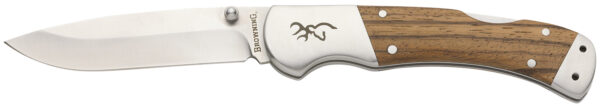Browning 3220533 Sage Creek  Large 3.50" Folding Drop Point Plain Satin 9Cr18MoV SS Blade, Brown Zebra Wood Handle — view 1