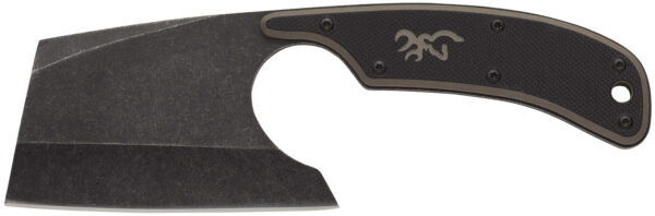 Browning 3220322B Cutoff Camp Boxed 2.50" Fixed Cleaver Plain Black Black Oxide Stonewashed 9Cr14MoV SS Blade, Black/Tan G10 Handle — view 1