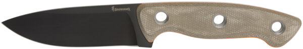 Browning 3220508B Desolation  Small 3.75" Fixed Modified Drop Point Plain Black Powder Coated 440C SS Blade, Tan Micarta Laminate Handle — view 1