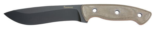Browning 3220517B Desolation  Large 6" Fixed Drop Point Plain Black Powder Coated 440C SS Blade, Tan Micarta Laminate Handle — view 1