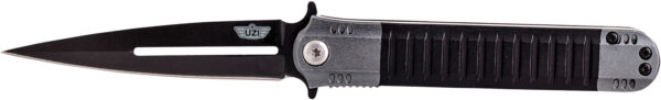 Uzi Accessories UZKFDR009 Covert  3.50" Folding Spear Point Plain Black Stainless Steel Blade Black/Gray Aluminum Handle Includes Metal Clip — view 1