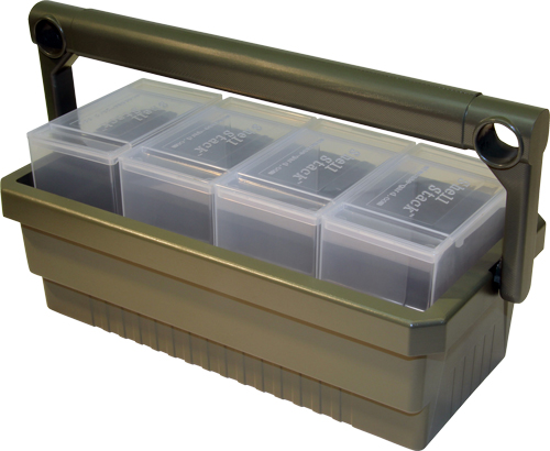 MTM SHOTSHELL BOX CADDY W/ 4 - SS25 RND CLEAR SHOTSHELL BOXES — view 1