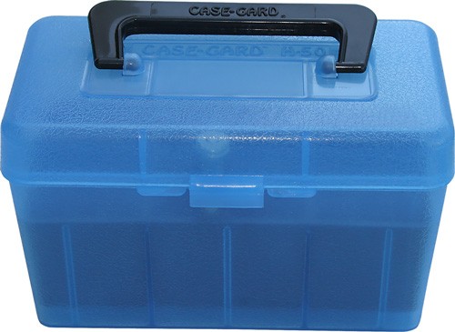 MTM DELUXE AMMO BOX 50-ROUNDS - RIFLE 7MM RM TO 300 WM CLR BLU — view 1