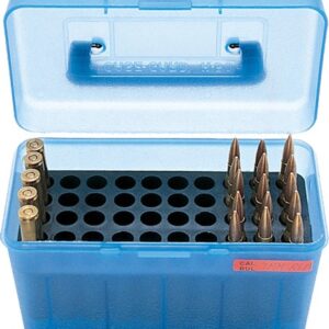 MTM DELUXE AMMO BOX 50-ROUNDS - RIFLE 7MM RM TO 300 WM CLR BLU — view 2