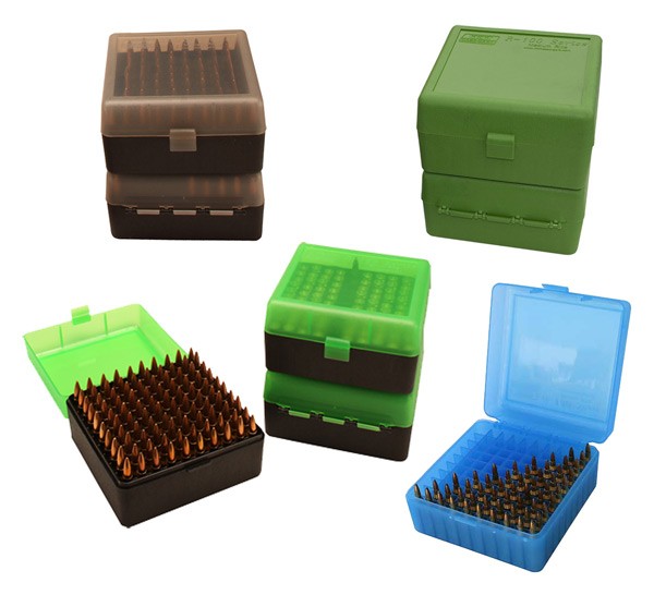 MTM DELUXE AMMO BOX RIFLE 100 - ROUNDS 22-250 TO 375H&H GRN — view 1