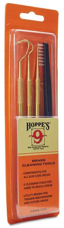 HOPPES CLEANING BRUSHES 3 BRASS PICKS AND NYLON BRUSH ( 6 PER CASE ) — view 1