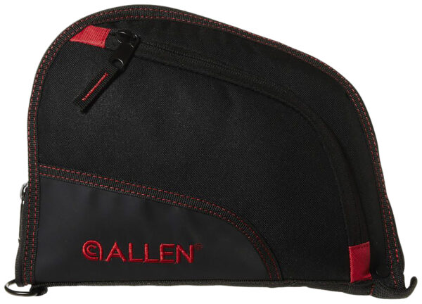 Allen 7738 Auto-Fit  Handgun Case Black Endura w/Red Trim, Foam Padding, Knit Lining, Mag Sleeve, Storage Pocket & Lockable Zipper 9" L — view 1