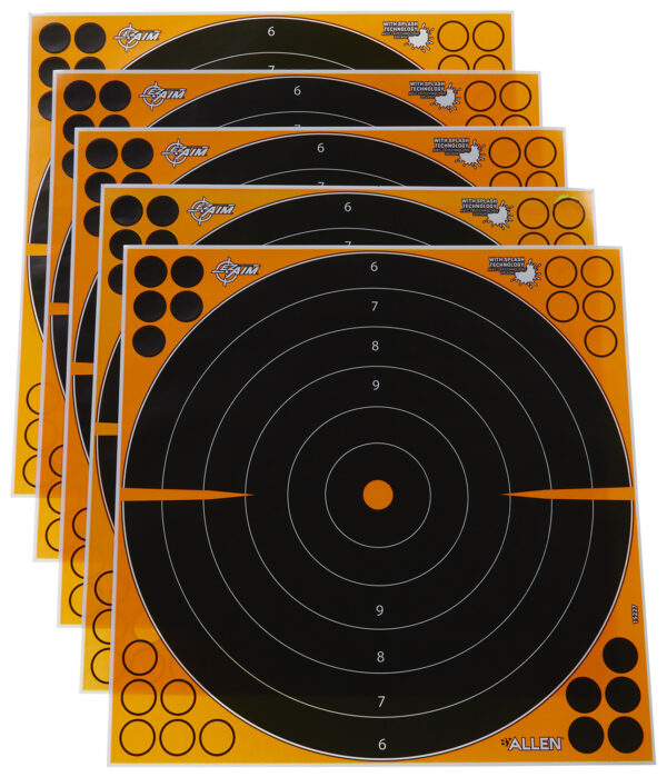 EZ-Aim 15227 Splash Reactive  Self-Adhesive Paper Black/Orange 16" Bullseye 5 Pack — view 1