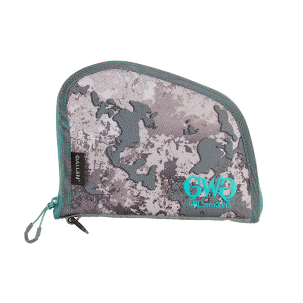Girls With Guns 918 In The Shade Handgun Case 8" Gray/Teal/Shade Camo, Locking Zipper — view 1