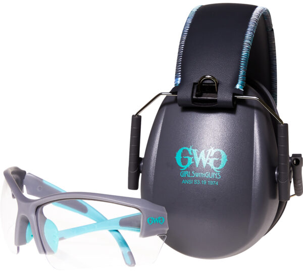 Girls With Guns 2388 Assure Protective Safety Glasses & Muff Combo Women Clear Lens Anti-Scratch Gray Frame — view 1