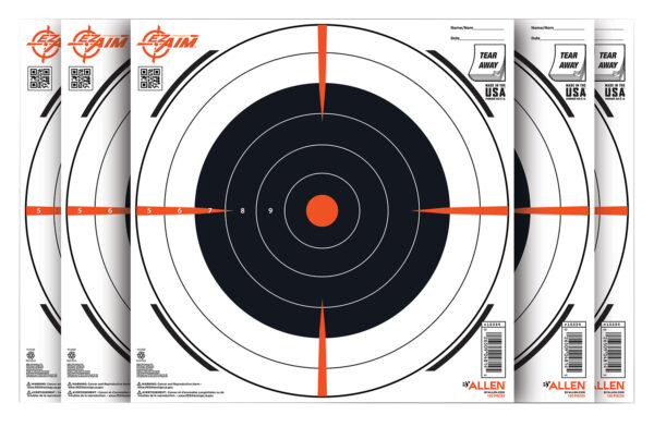 EZ-Aim 15334100 Shooting Target  Bullseye Paper Hanging 12" x 12" Black/White 100 Per Pack — view 1