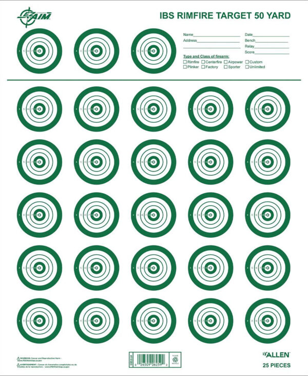 EZ-Aim 15582 Official IBS  Rimfire Target  Non-Adhesive White/Green 25 Pack — view 1