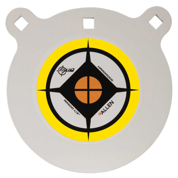 EZ-Aim 15598 Hardrock  8" Black/White/Yellow AR500 Steel Gong, 0.50" Thick, Hanging — view 1