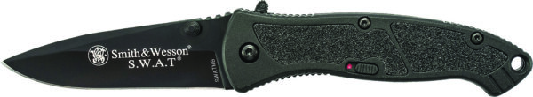 Smith & Wesson Knives SWATMBCP S.W.A.T.  3.20" Folding Plain Black 4034 SS Blade Black Aluminum Handle Includes Pocket Clip — view 1