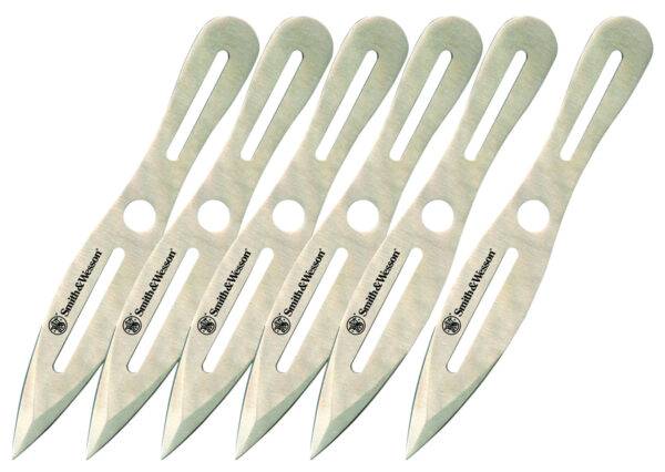 Smith & Wesson Knives SWTK8CP Bullseye Throwing Knives 4.50" Fixed Spear Point Plain 2Cr13MoV SS Blade, 2Cr13 Stainless Handle, 8" OAL, 6 Pack — view 1