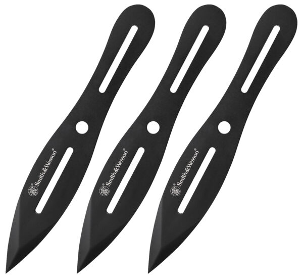 Smith & Wesson Knives SWTK8BCP Bullseye Throwing Knives 4.26" Fixed Plain Black Oxide 2Cr13MoV SS Blade, Black Stainless Steel Handle, Includes Sheath, 8" OAL, Set of 3 — view 1
