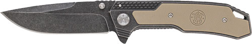 S&W STONEWASH DROP POINT 3.6" - BLADE W/ S&W LOGO IN G10 HNDL — view 1