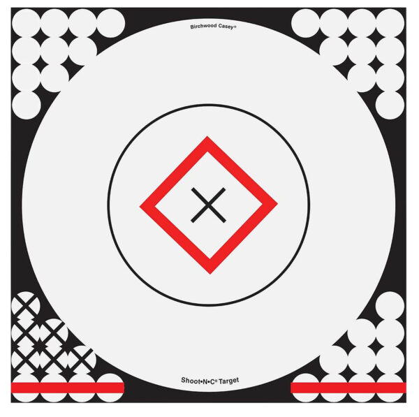 Birchwood Casey 34195 Shoot-N-C Reactive Target Self-Adhesive Paper Black/Red/White 17.25" Bullseye 5 Pack — view 1