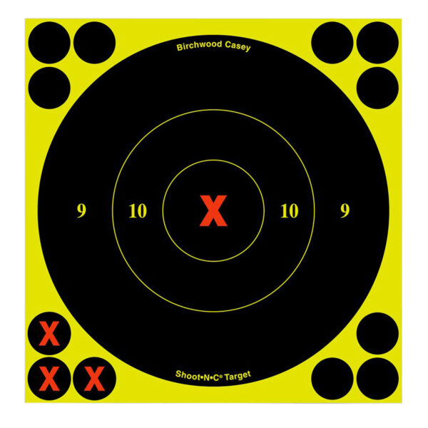 Birchwood Casey 34560 Shoot-N-C Reactive Target Self-Adhesive Paper Black/Yellow 6" X-Bullseye 60 Pack — view 1