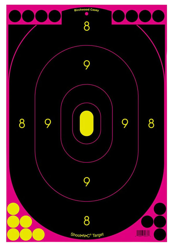 Birchwood Casey 34633 Shoot-N-C Reactive Target Self-Adhesive Paper Black/Pink 12"x18" Oval Silhouette 100 Pack — view 1