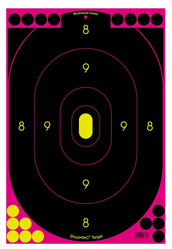 Birchwood Casey 34635 Shoot-N-C Reactive Target Self-Adhesive Paper Black/Pink 12"x18" Oval Silhouette 5 Pack — view 1