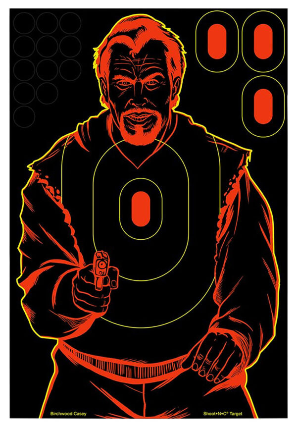 Birchwood Casey 34647 Shoot-N-C Reactive Target Self-Adhesive Paper Black/Red 12"x18" Bad Guy Silhouette 12 Pack — view 1