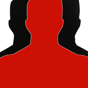 Birchwood Casey 35701 Dirty Bird  Silhouette Tagboard Hanging Pistol 12" x 18" Black/Red White Impact Splatter 100 Per Pkg