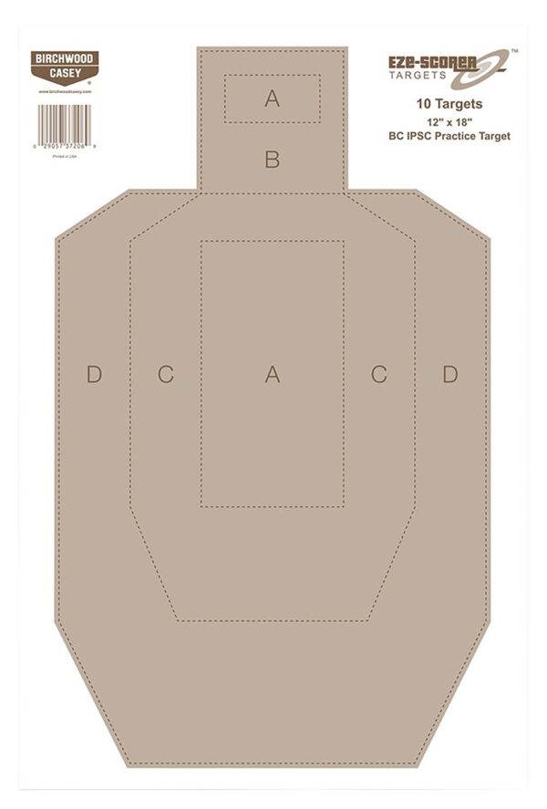 Birchwood Casey 37018 EZE-Scorer  IPSC Paper Hanging Universal 12" x 18" Tan 100 Per Pkg — view 1