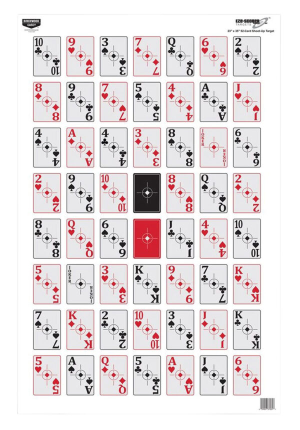 Birchwood Casey 37028 EZE-Scorer  Playing Cards Paper Hanging 23" x 35" Black/Red 100 Per Pkg — view 1