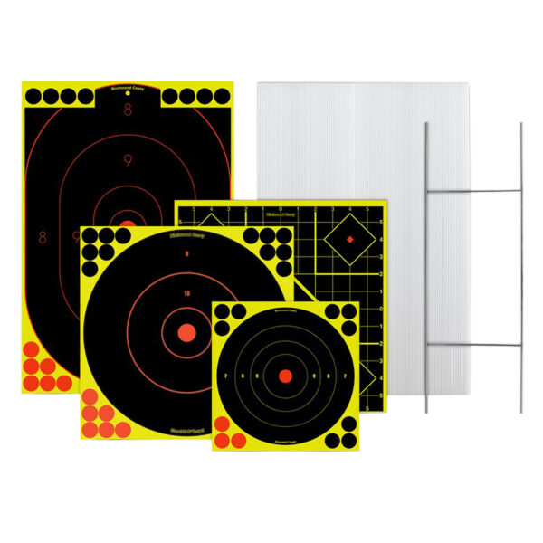 Birchwood Casey 38102 Sharpshooter Stand & Target Kit Standing Paper Black/Yellow 1 Frame/4 Targets — view 1