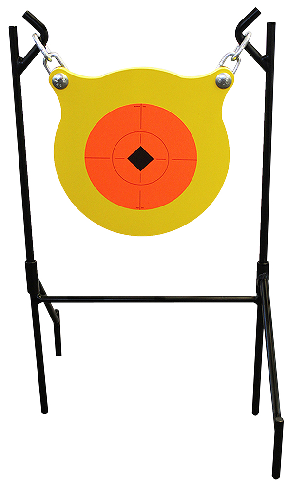Birchwood Casey 47330 World of Targets Boomslang Pistol/Rifle Orange/Yellow AR500 Steel Gong Standing Includes Gong/Metal Stand — view 1