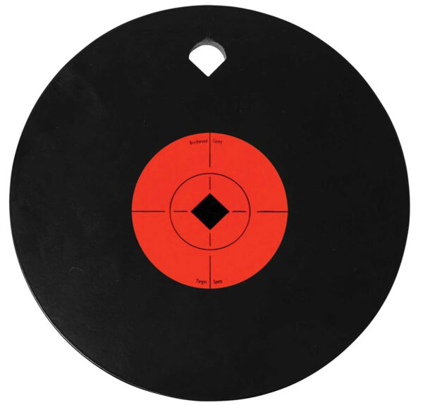 Birchwood Casey 47603 World of Targets Single Hole 8" Pistol/Rifle Black/Orange AR500 Steel Circle w/Crosshair & Diamond 0.38" Thick Hanging — view 1