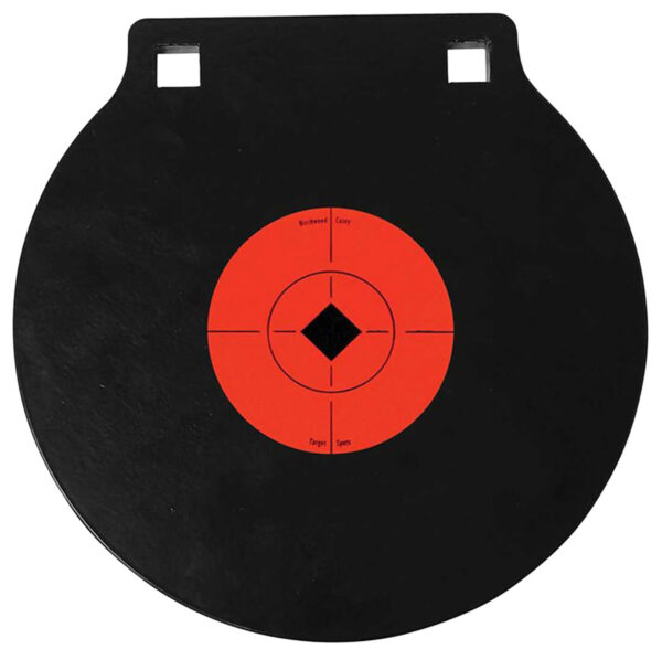 Birchwood Casey 47604 World of Targets Double Hole 8" Pistol/Rifle Black/Orange AR500 Steel Circle w/Crosshair & Diamond 0.38" Thick Hanging — view 1