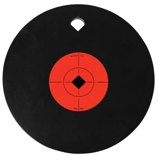 Birchwood Casey 47614 World of Targets Single Hole 10" Pistol/Rifle Black/Orange AR500 Steel Circle w/Crosshair & Diamond 0.38" Thick Hanging — view 1