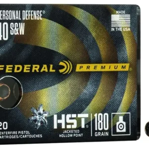 FEDERAL PREMIUM HST AMO  40 S&W 180GR HST JHP PERSONAL DEFENSE 20RD (10 BOX CASE)