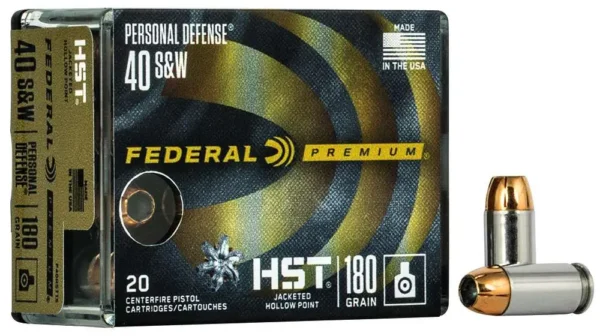 FEDERAL PREMIUM HST AMO  40 S&W 180GR HST JHP PERSONAL DEFENSE 20RD (10 BOX CASE) — view 1