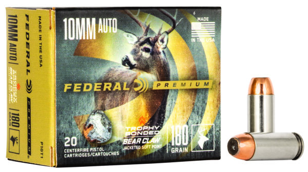 Federal P10T1 Premium  10mmAuto 180gr Trophy Bonded Bear Claw Jacketed Soft Point 20 Per Box/10 Case — view 1
