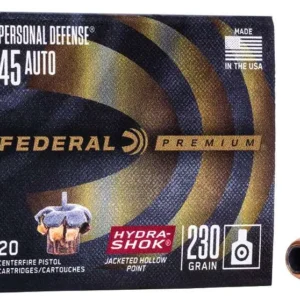 FEDERAL PREMIUM HYDRA SHOK AMO 45 AUTO 230GR JHP 20RD (25 BOX CASE)
