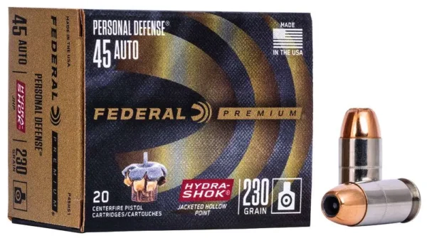 FEDERAL PREMIUM HYDRA SHOK AMO 45 AUTO 230GR JHP 20RD (25 BOX CASE) — view 1