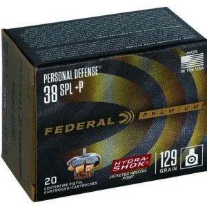 FEDERAL PREMIUM HYDRA SHOK AMO 38 SPECIAL 129GR JHP +P 20RD (25 BOX CASE) — view 3