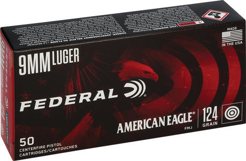 FEDERAL AE 9MM LUGER 124GR FMJ - 50RD 20BX/CS — view 1