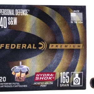 FEDERAL PREMIUM HYDRA SHOK AMO 40 S&W 165GR JHP 20RD (25 BOX CASE)