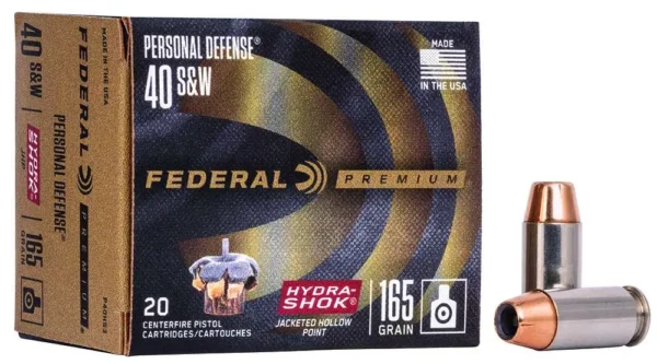 FEDERAL PREMIUM HYDRA SHOK AMO 40 S&W 165GR JHP 20RD (25 BOX CASE) — view 1