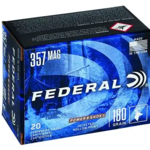 FEDERAL POWER SHOK AMO 357 MAG 180GR JHP 20RD (25 BOX CASE)