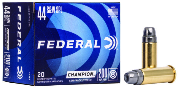 Federal C44SA Champion Training 44S&W Spl 200gr Semi Wadcutter Hollow Point 20 Per Box/25 Case — view 1