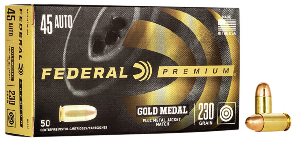 Federal GM45A Premium Gold Medal 45ACP 230gr Full Metal Jacket 50 Per Box/20 Case — view 1